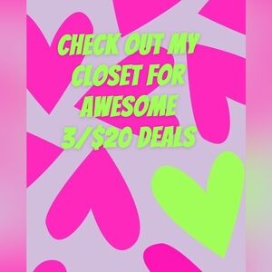 Visit my closet for tons of items on sale 3/$20!